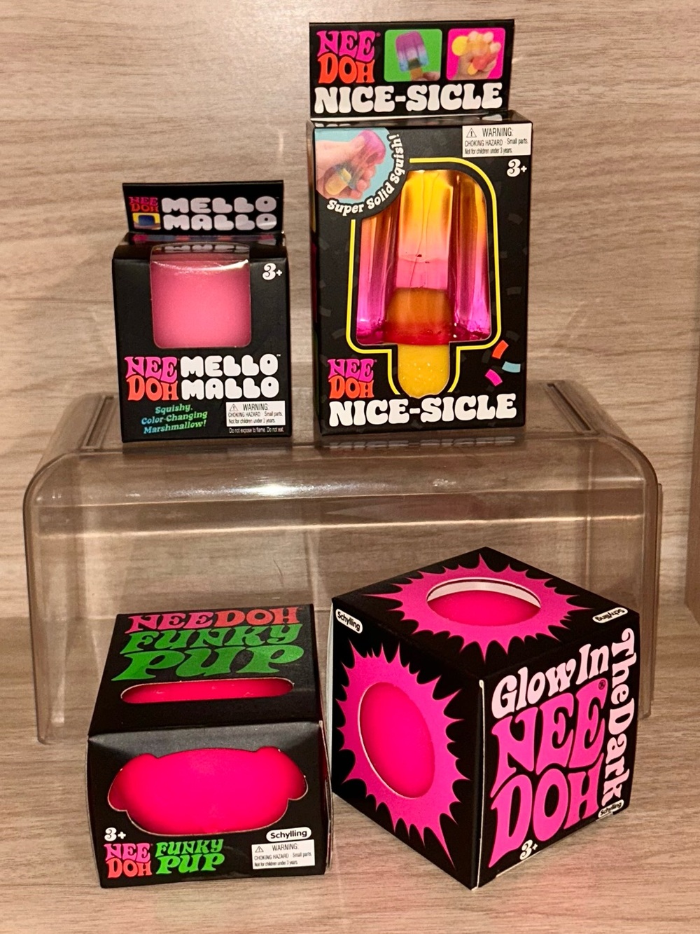 Pink NEEDOH Bundle - Nice-Cicle , Mello Mallo , Funky Pup , Glow Glob